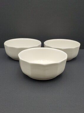 Pfaltzgraff Heritage White Soup Cereal Bowls Multi-Sided Paneled Stoneware Bowls